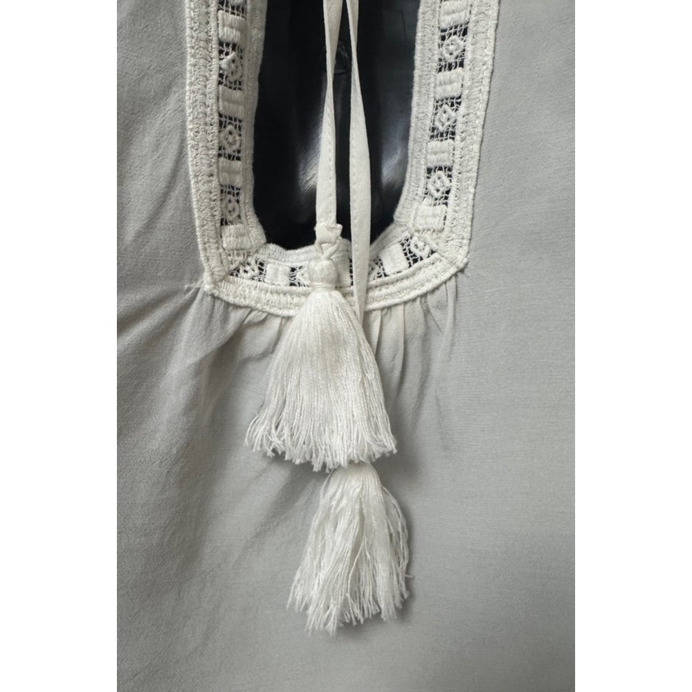 Women's Jen’s Pirate Booty Embroidered Tassel White Blouse Size S - Picture 6 of 8